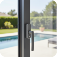 Détecteur d’ouverture discret installé sur une porte d’entrée de maison sécurisée