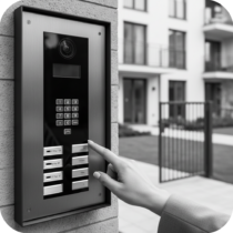 Platine de vidéophonie en copropriété avec liste de noms à Plan de la tour