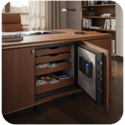 Coffre-fort installé dans une villa moderne dans le Var (83), solution discrète pour objets de valeur.