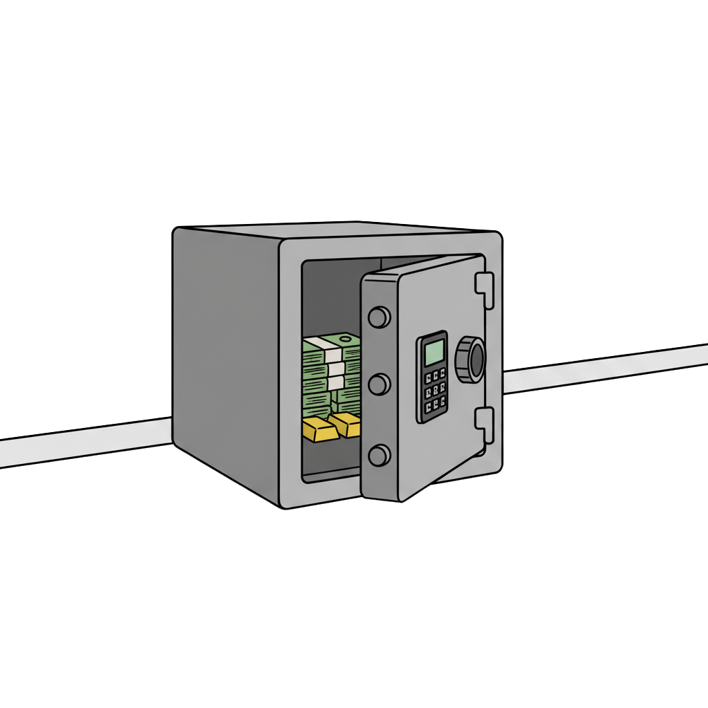 Coffre-fort à poser pour maison ou appartement, solution de sécurité simple avec fixation au sol ou au mur.